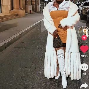 Cream Coat! With fringe bottom!